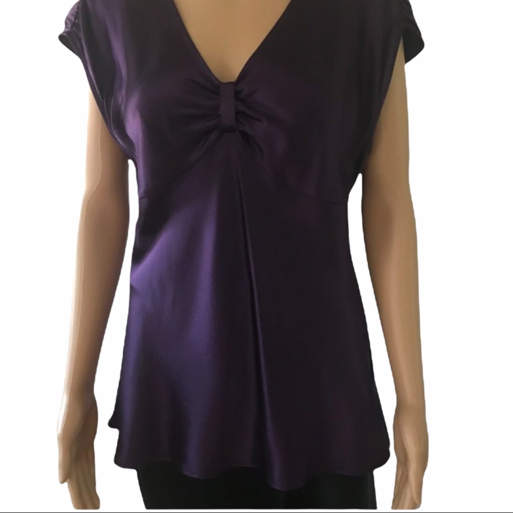 Alfani 100% silk purple cap sleeve top